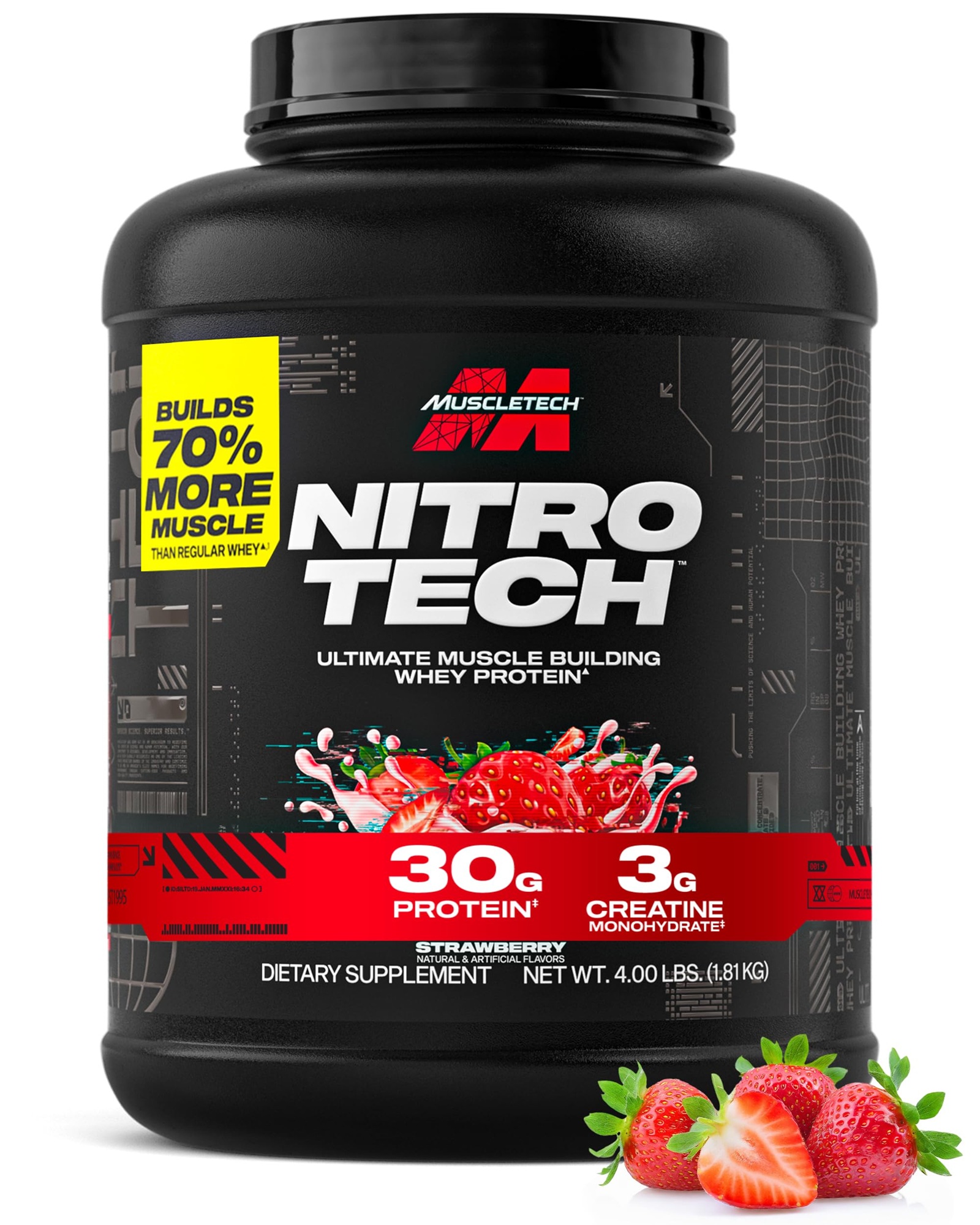 Nitro Tech Whey Protein 4lb Strawberry
